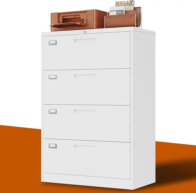 4 Drawer Filing Cabinet with Lock Metal Lateral File Cabinet Office Home Steel Lateral File Cabinet Heavy-Duty Storage