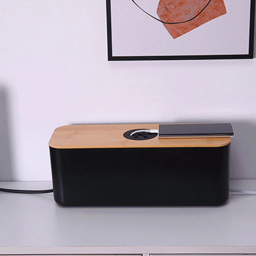 Cable Management Box Cable Storage Box Protect Cables Charger Socket Organizer Large Capacity with Lid for Hiding Messy