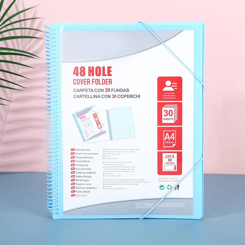 A4 Page 20/30/40 48 Hole Coil Rope Binding Information Book Student Exam Paper Office Stationery Supplies File Folders