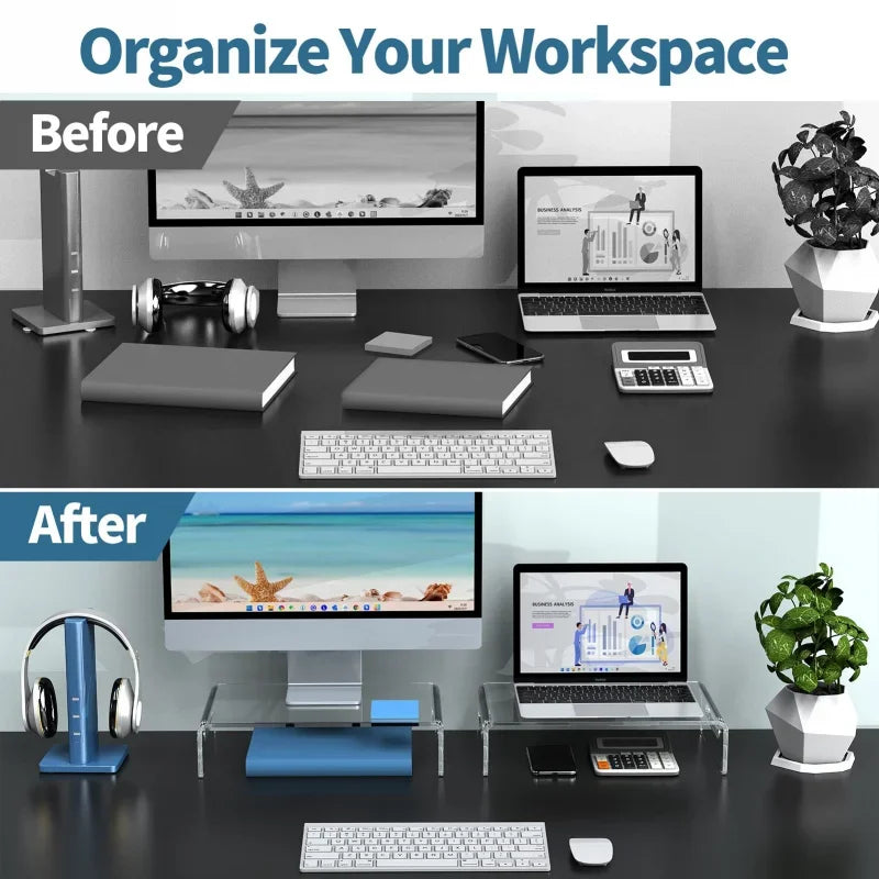 Monitor Stand Riser Acrylic Laptop Stand Clear Desktop Computer Riser Table Storage Stand Desk Organizer for Storing Pc