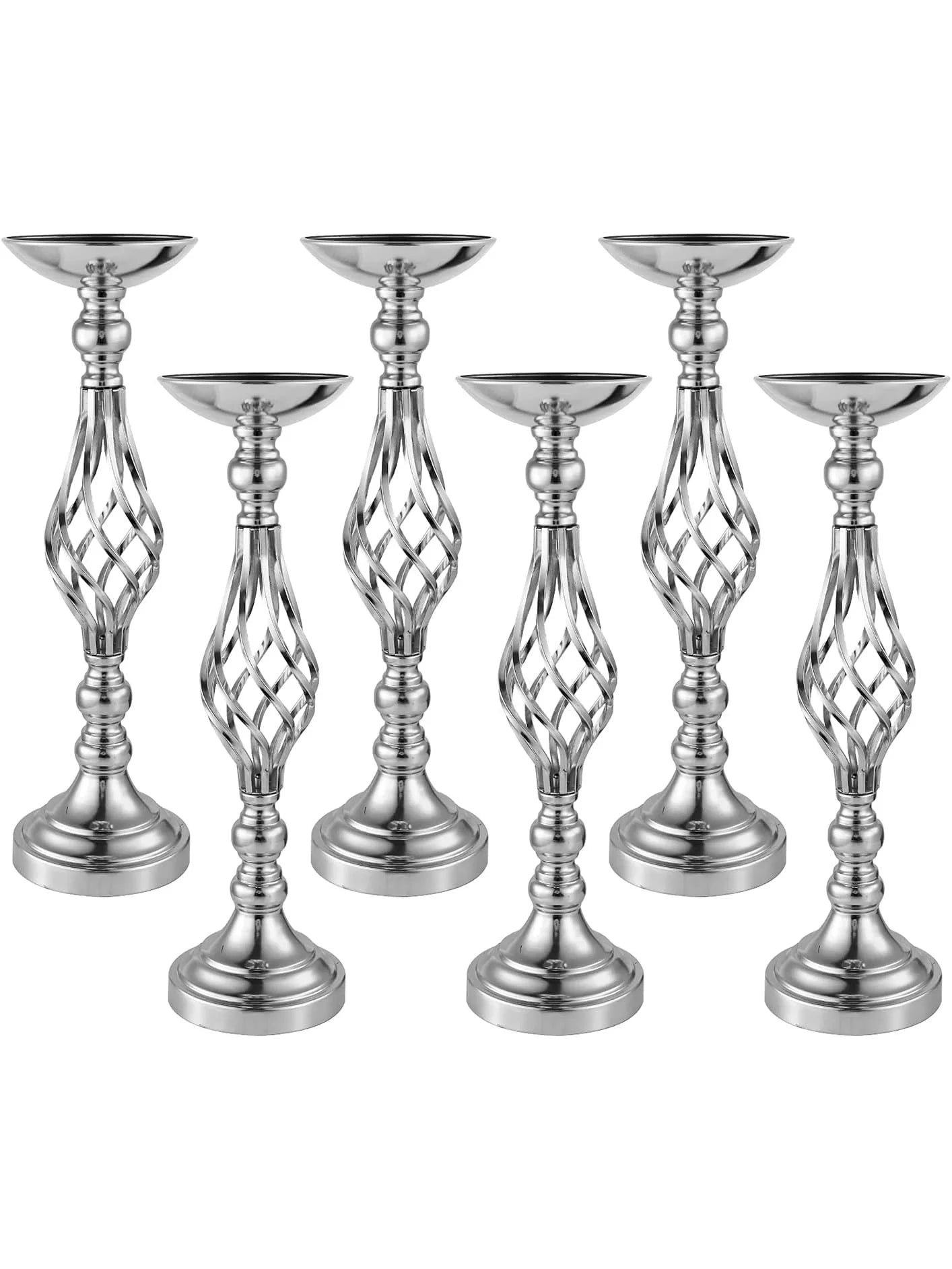 6pcs Silver Metal Flower Vases18.7Inches Wedding Vases Centerpieces for Tables Flower Stand for Party,Birthday Flowers