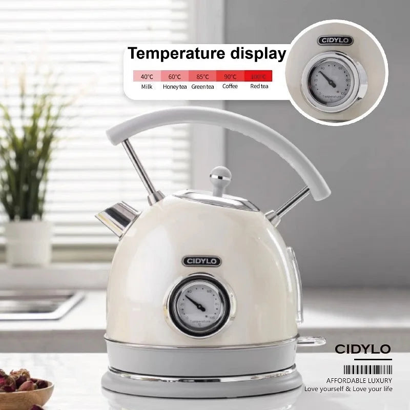1.8L Retro Electric Kettle Household Quick Kettle Automatic Power Off With Temperature Display Teapot Keep Warm Kettle