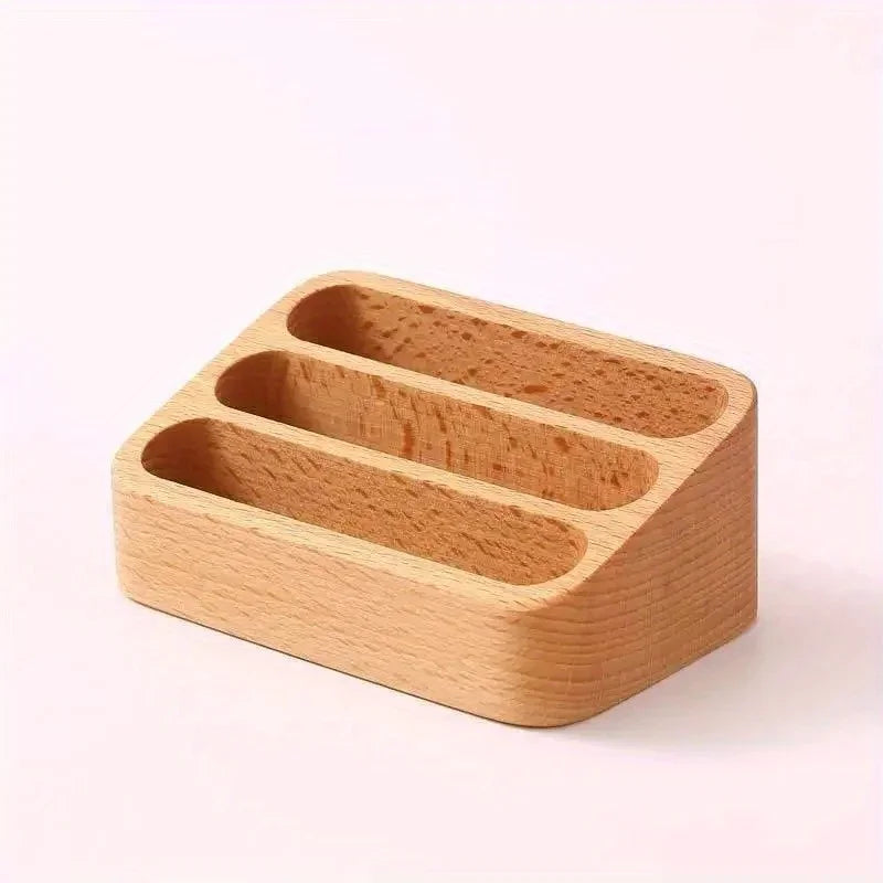 Wood Desktop Business Card Display Stand Business Card Holder Memo Holder Storage Wood Card Organizer for Office Table