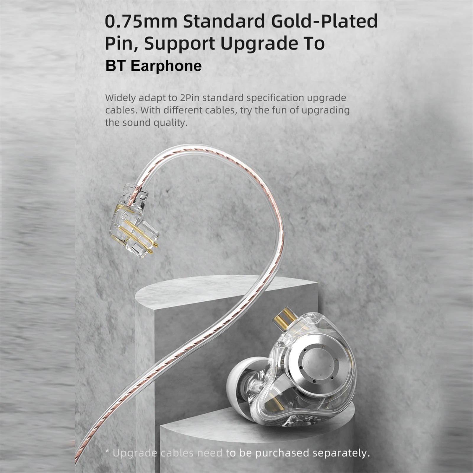 In-Ear Stage Monitor Headphone Dual Magnetic Dynamic Unit Earphone Shock Bass Earbuds with 0.75mm Detachable Cable