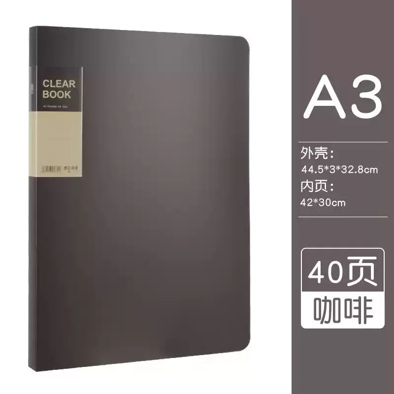File Folder A3 20/30/40/60 Pocket Picture Album Document Bag 8k Folder Art Work Collection Organizer Office Student