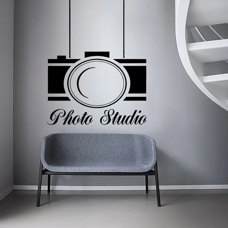 Photography Studio Logo Wall Decal Vinyl Window Sticker Camera Art Decorations for Business Room Office Photo Studio