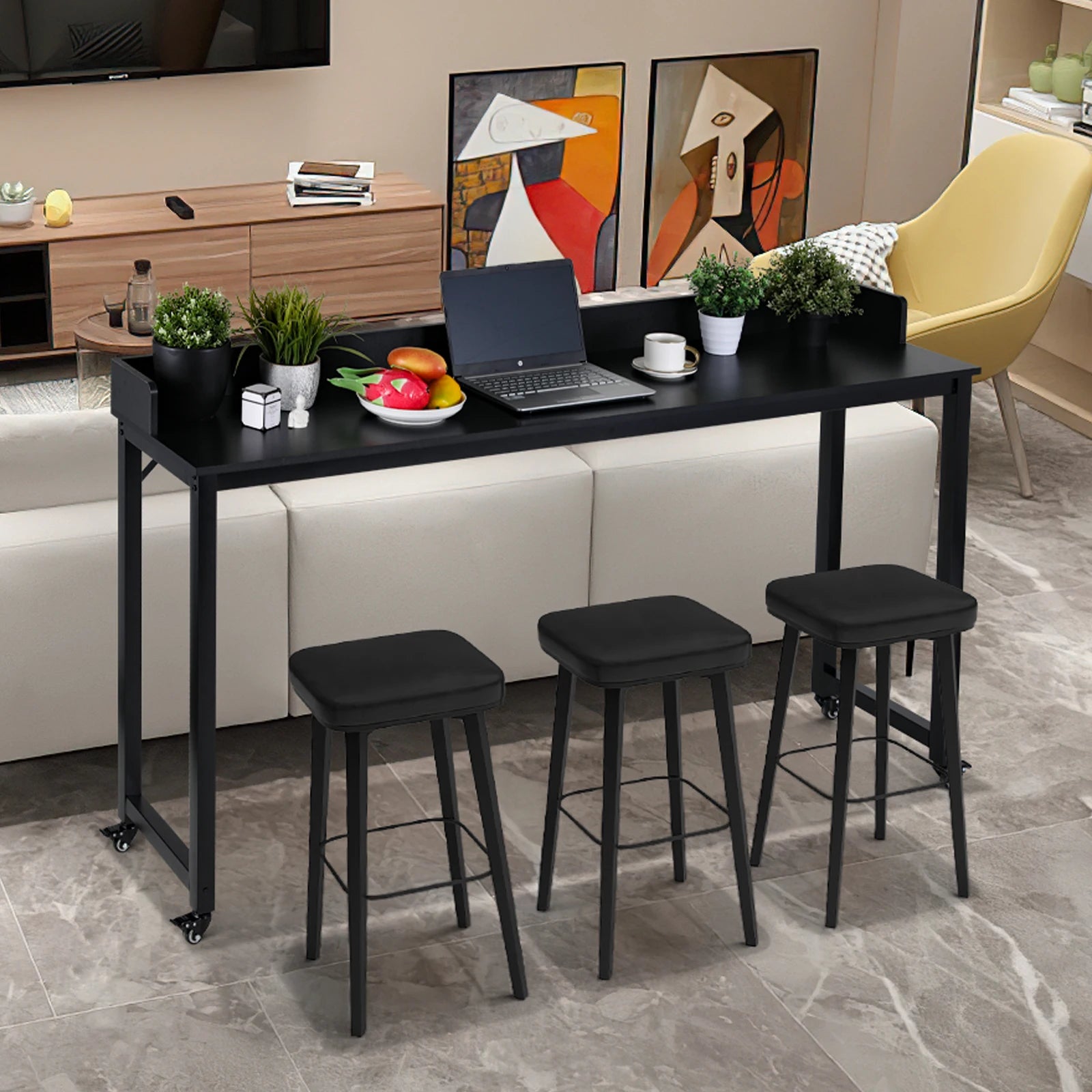 Overbed Table with Wheels Queen/Full Size Over Bed Table Mobile Computer Desk Laptop Cart Dining Bar Table or Laptop