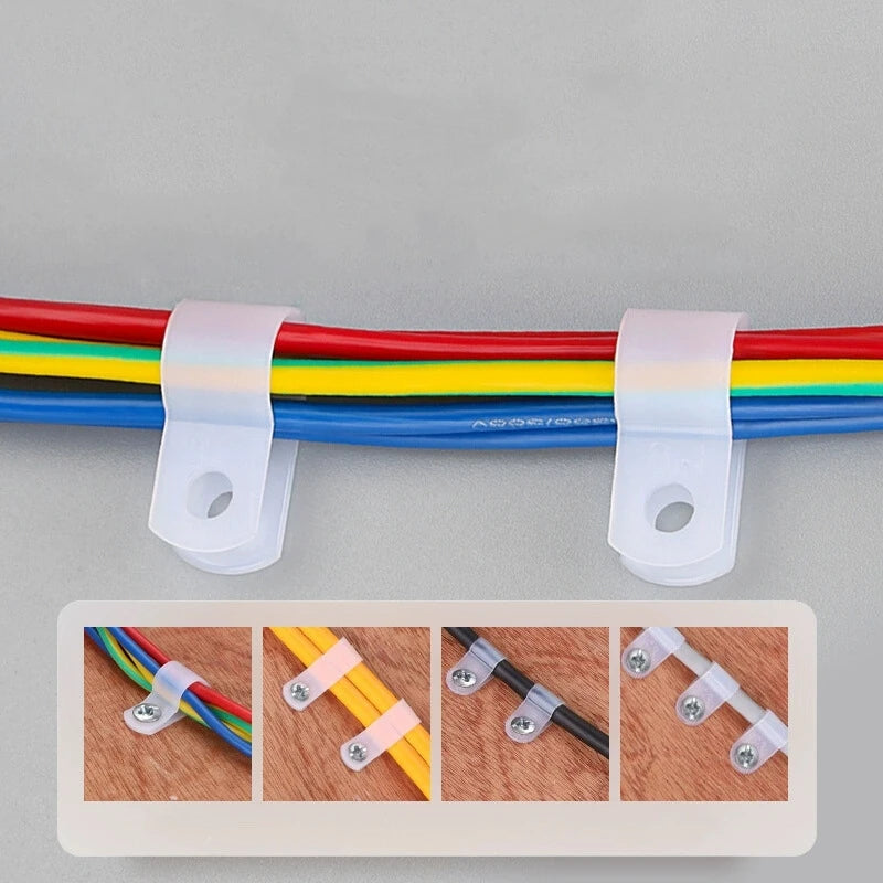 100Pcs R-Type Wire Clips Plastic Wire Clamps Fixing Buttons For Wiring Harness Fastening Car Audio Accessories