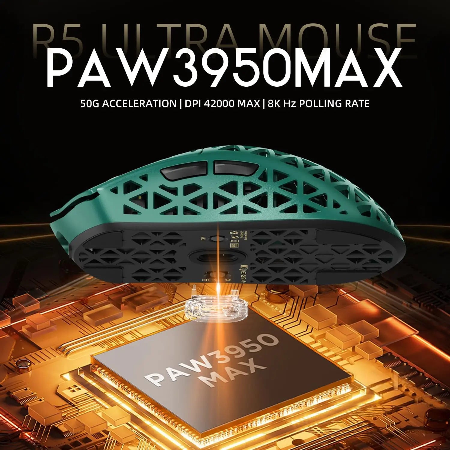 MAMBASNAKE x ATTACK SHARK R5Ultra 8K Carbon Fiber Wireless Gaming Mouse with 42000 DPI -PAW3950 MAX Sensor