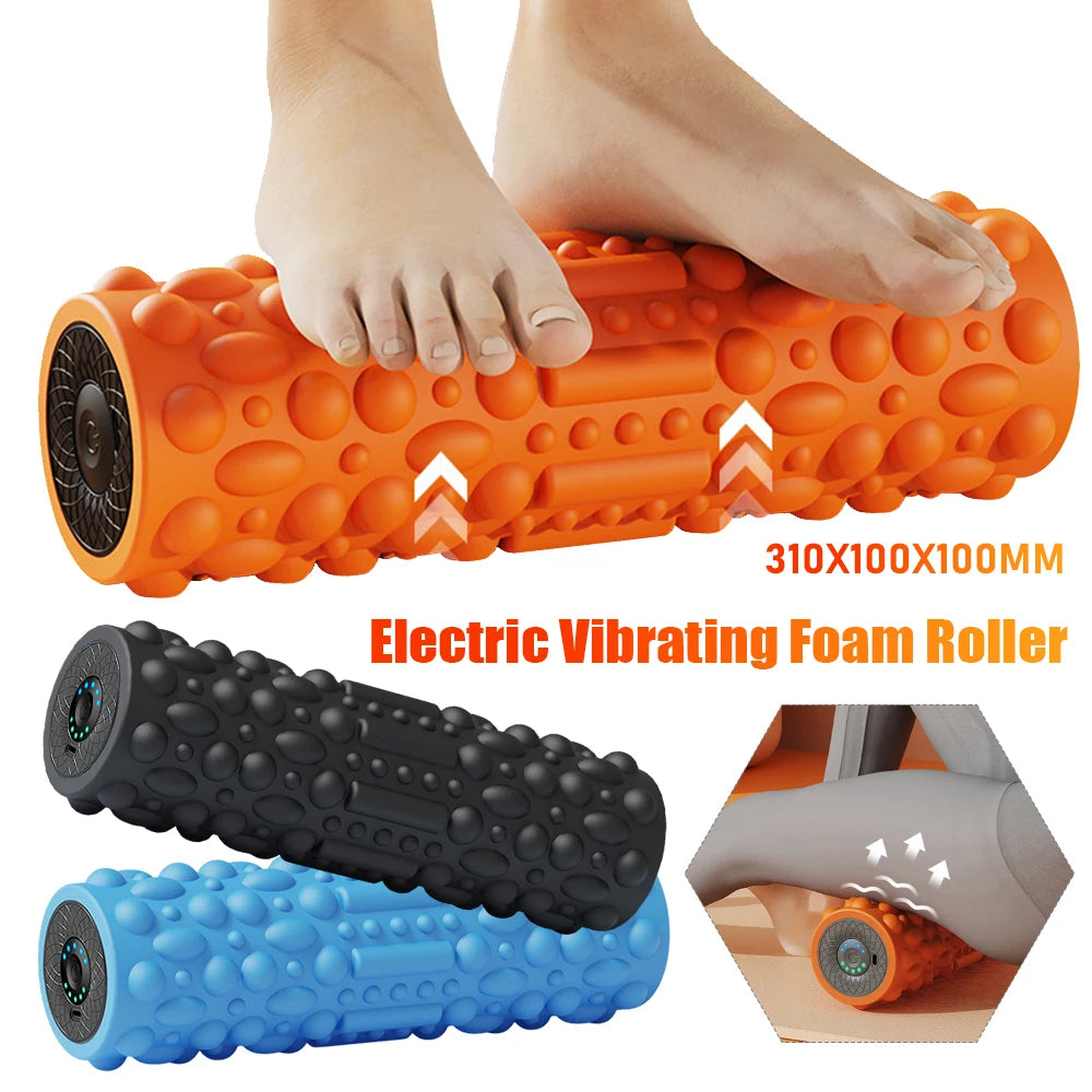 Electric Vibrating Foam Roller Massage Column Rechargeable Exercise Rollers For Yoga Pilates Muscle Tissue Relaxation