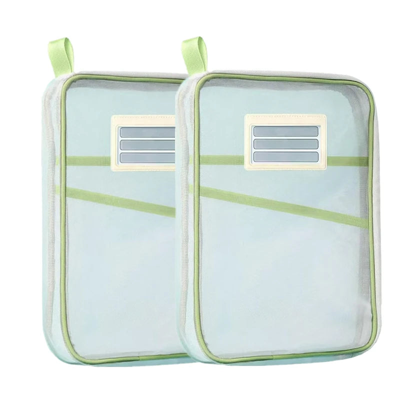 4/2/1PC A4 Stationery Storage Bag Double-layer Mesh Zipper Bag Large Capacity Organizer Folders School Office Supplie