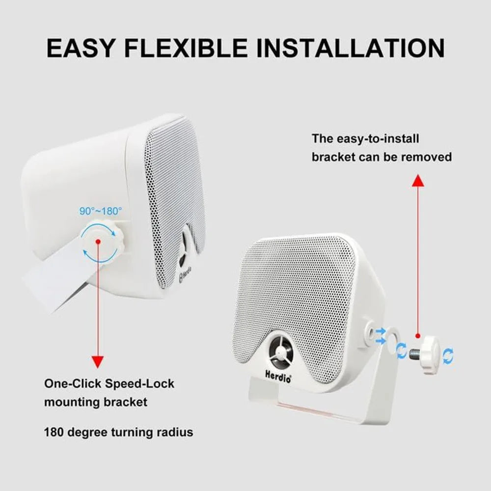 Herdio 4’’ 4PCS Bluetooth Golf Cart Speakers 240W Waterproof Marine Speakers For Outdoor Boat ATV UTV Jeep Courtyard