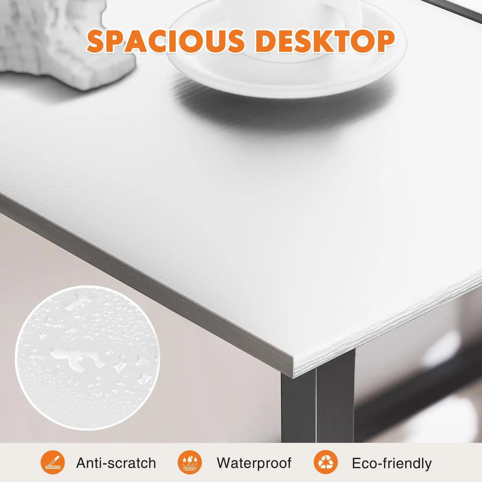 JHK Computer Office Desk Writing Study Office Gaming Table Modern Simple Style Compact Metal Frame Wood Tabletop Easy