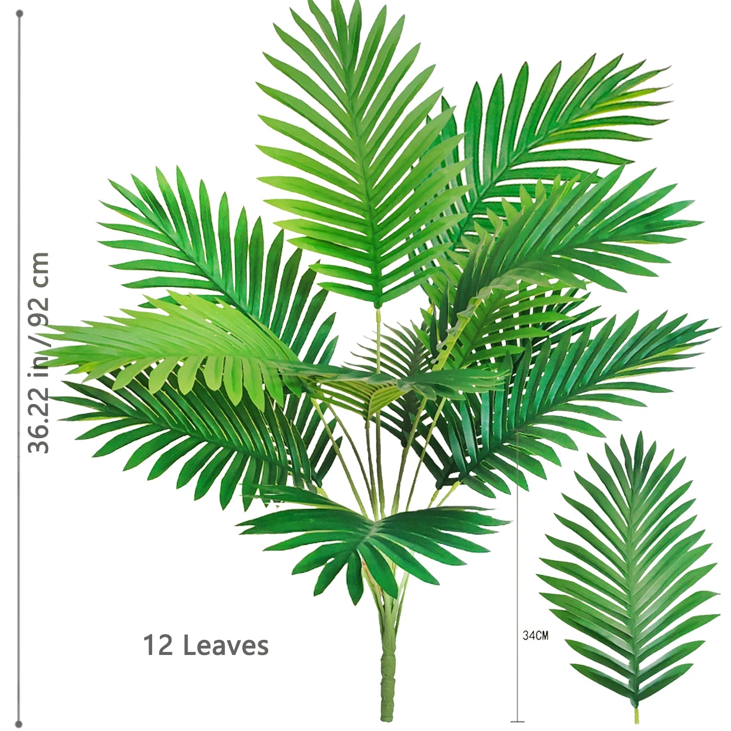 68-125cm/49.2in Artificial Areca Palm Plant Fake Tropical Leaves Fake Yellow Palm Indoor Home Office Decor