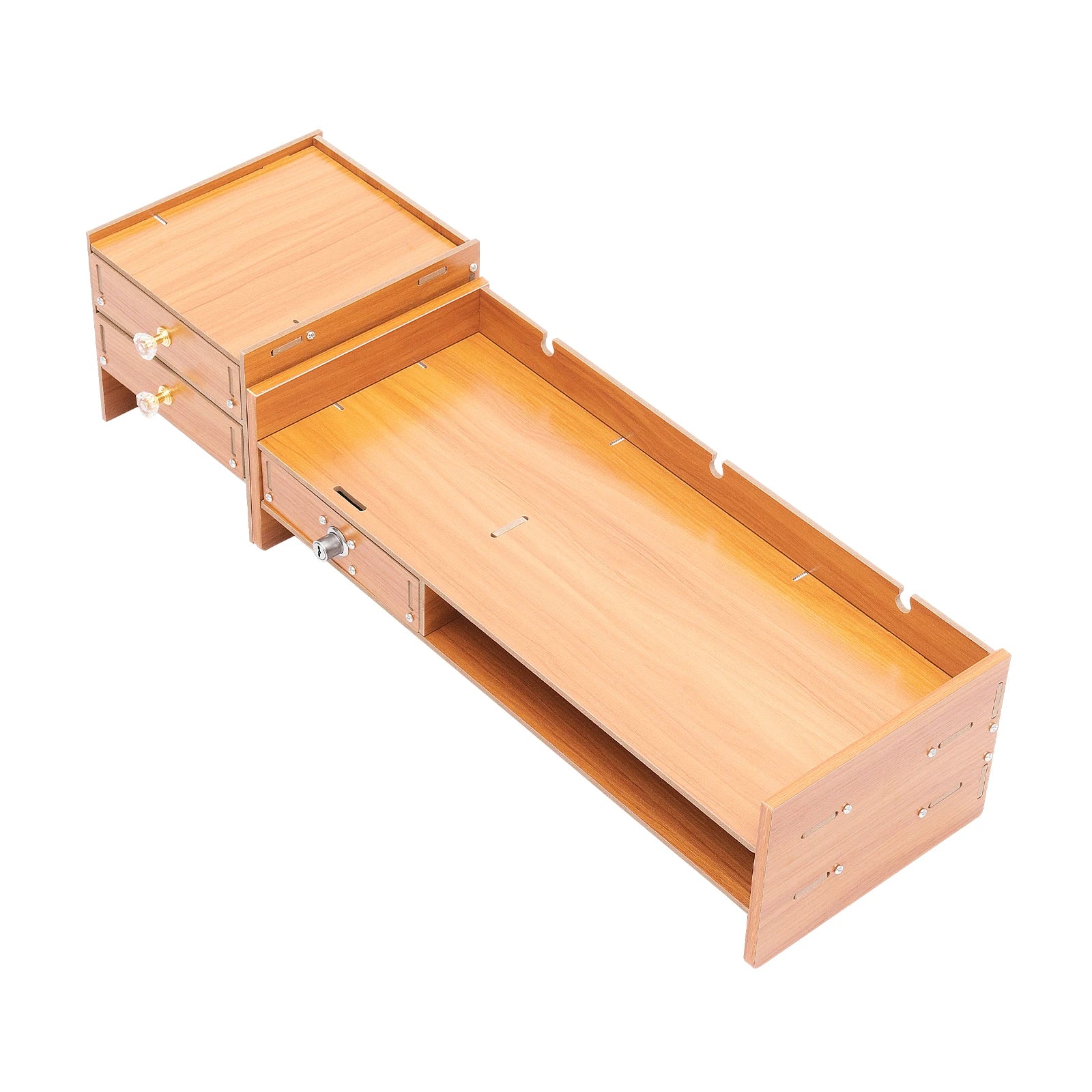 3 Drawers Computer Storage Rack Computer Monitor Stand Office Desktop Organizer Cabinet 2* Keys for Study Office Living