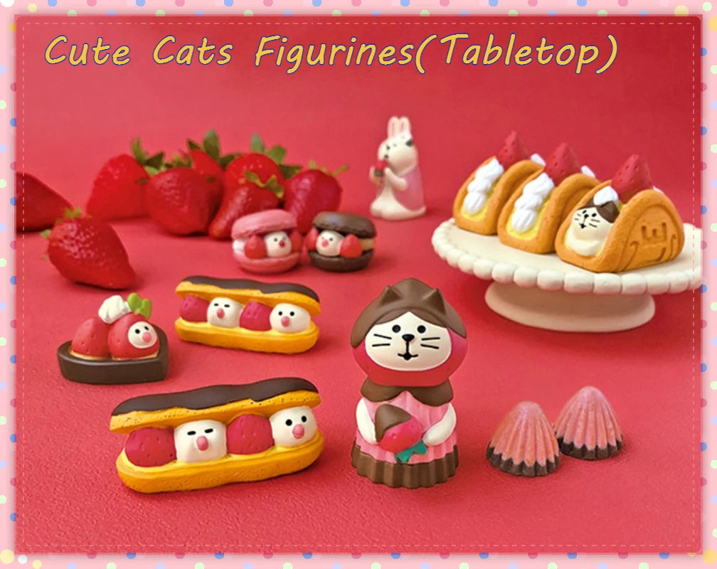 Japanese stlye cat with chocolate food resin Figurines & Miniatures on the desk room decoration gift home accessories