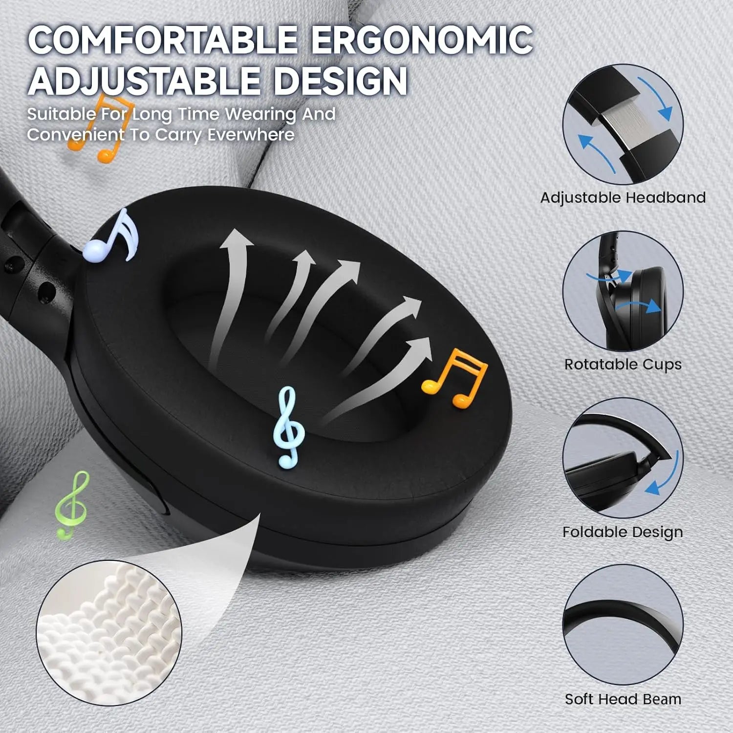 ATTACK SHARK G300 Wireless Bluetooth Headphone with ENC Noise Cancellation Rechageable Over Ear Headset 3.5MM Audio Jack