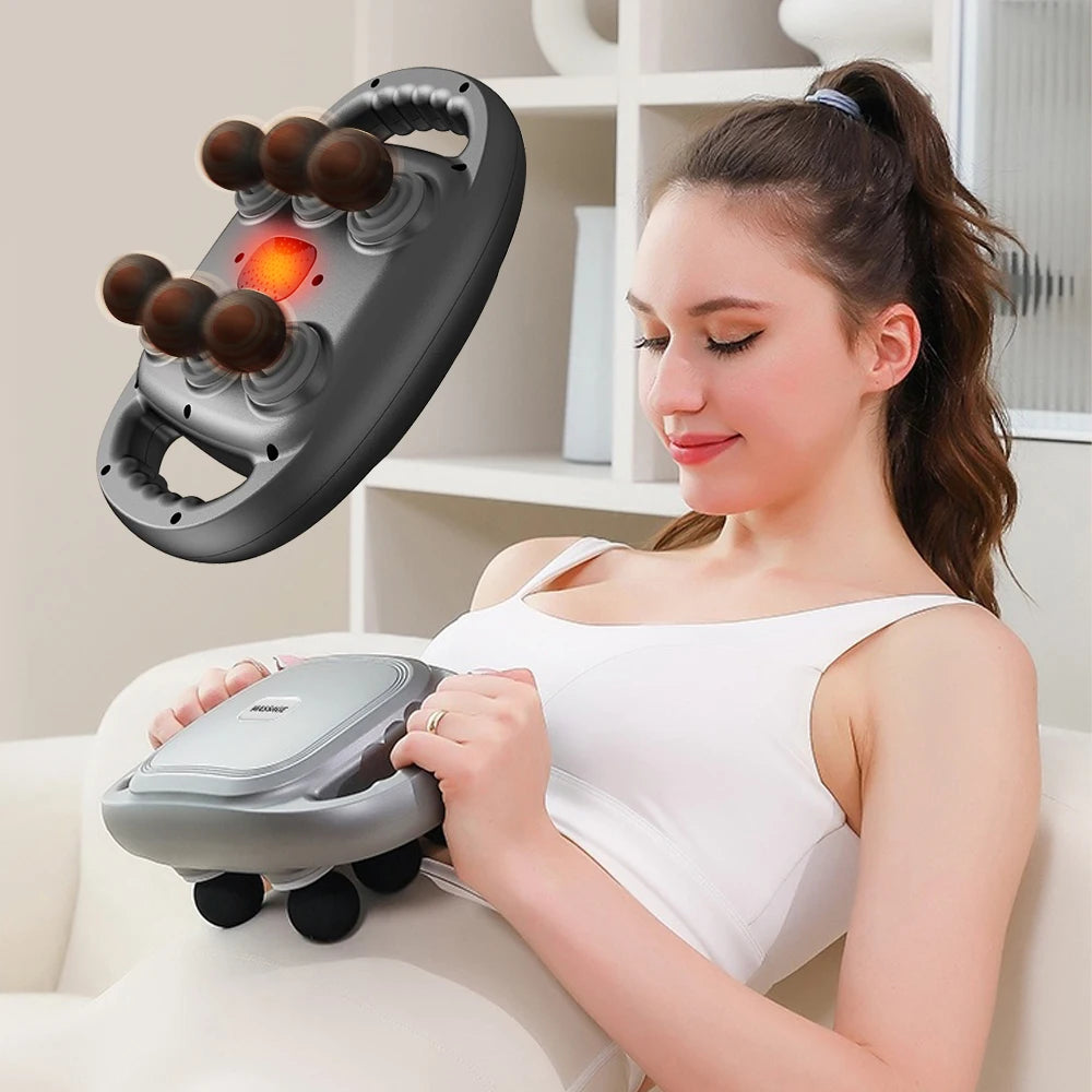 Upgrade 6 Heads Massage Gun Portable Deep Tissue Massager for Body Muscle Relaxation Handheld Back Massager Gift