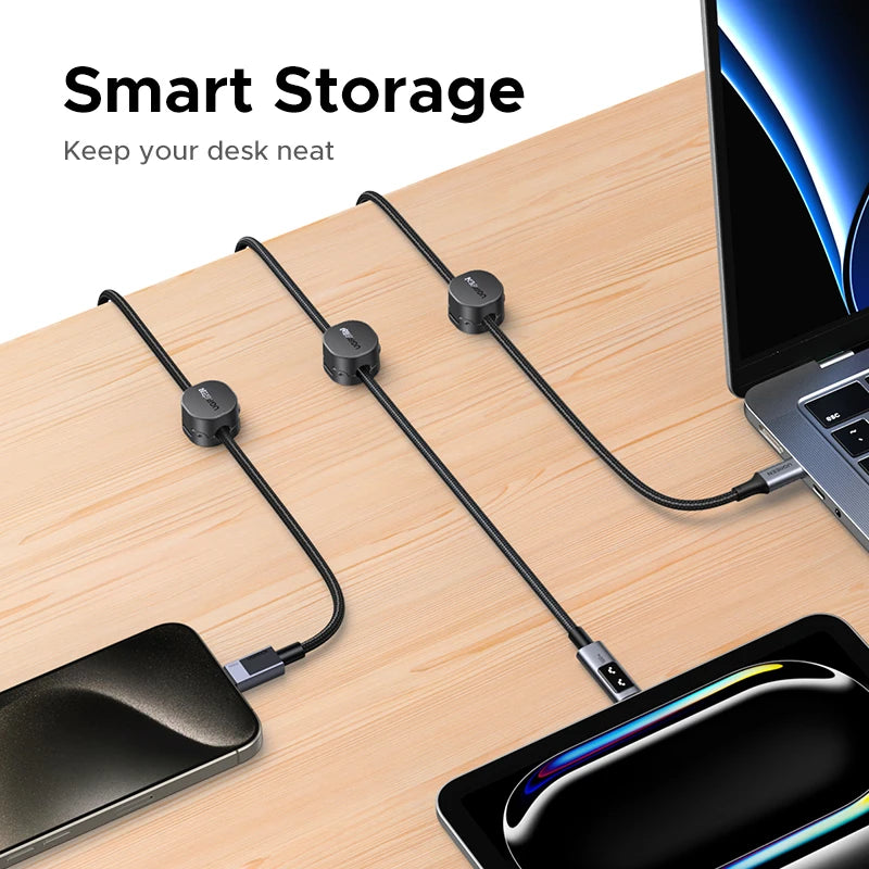 UGREEN Magnetic Cable Organizer Clips for Desk USB Charging Cord Management Holder Wire Ties for Earphone Cable