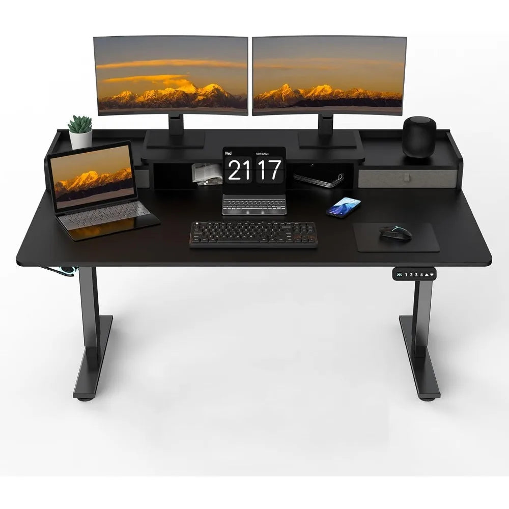 Electric Standing Desk with 2 Drawers Adjustable Height Widened Stand Up Desk with Storage Sit to Stand Ergonomic