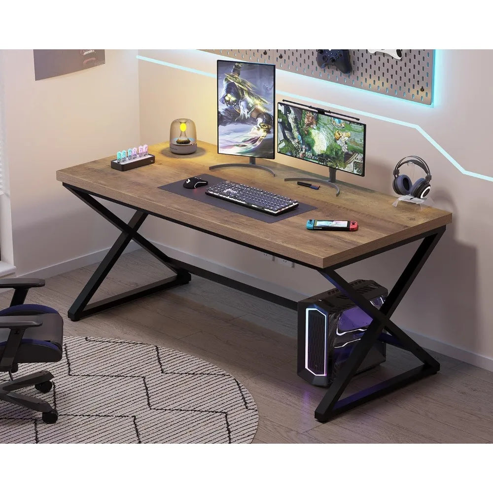 Rural computer desk modern metal home office desk bedroom farmhouse work study desk minimalist wooden laptop - Rustic