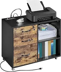 File Cabinet Mobile Letter Size File Organization Unit Mobile Lateral Filing Cabinet Printer Stand for Home