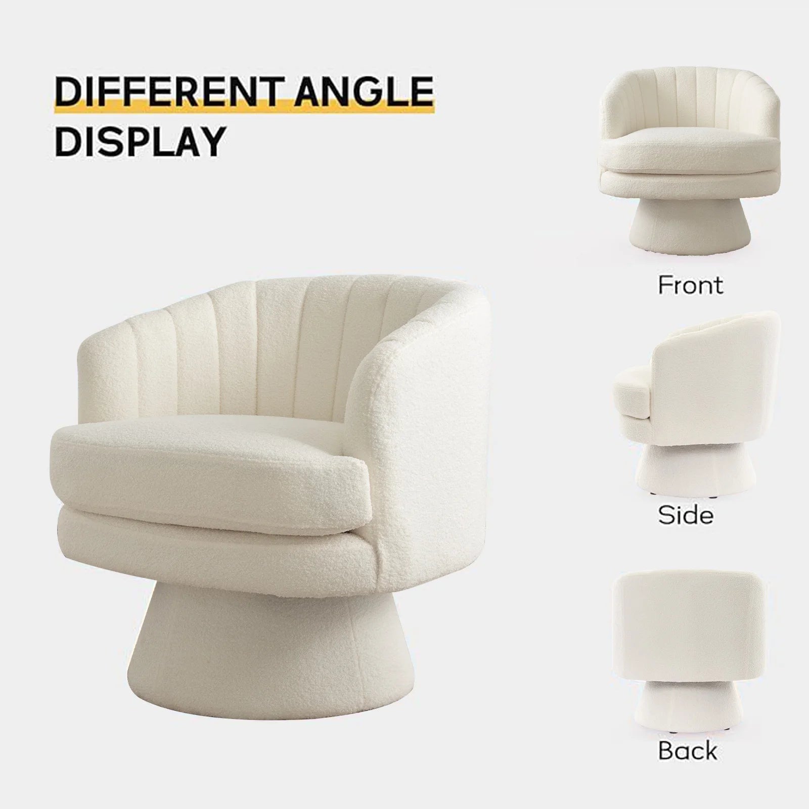 Swivel Accent Chair with Armrest Modern 360 Degree Swivel Barrel Chair with Curve Back for Living Room,Bedroom,Waiting