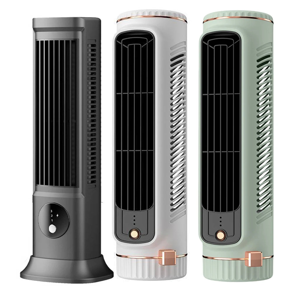 Desk Tower Fan USB Rechargeable 3 Speeds Quiet Air Cooler Summer Ventilation Fan Desktop Cooling Fan for Outdoor