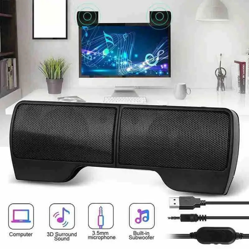 Computer Speakers External Clip On Computer Speakers USB Powered Wired Multimedia Mini Soundbar For PC Computer Laptop