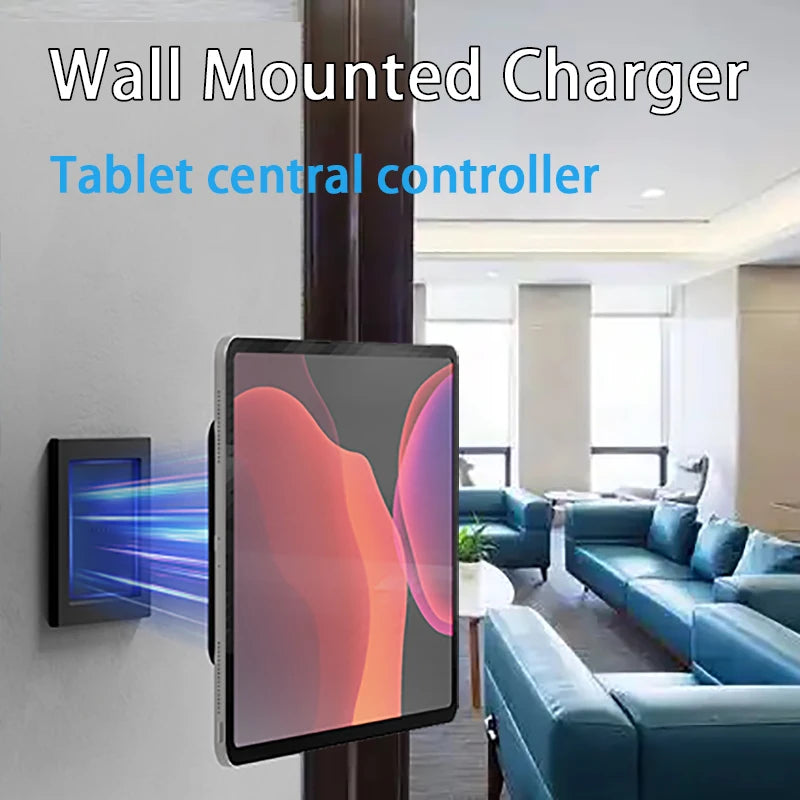 Wall Mounted Tablet Holder Wireless Charger Magnetic Bracket Type-C USBC for Android iPad Home Central Control Panel