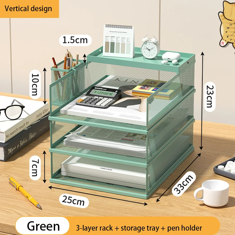 Desk storage and accessories 4-tier paper trust tray storage box with file holder desk storage office supplies desk