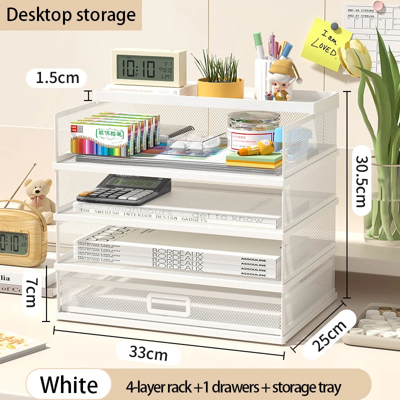 Desk storage and accessories 4-tier paper trust tray storage box with file holder desk storage office supplies desk
