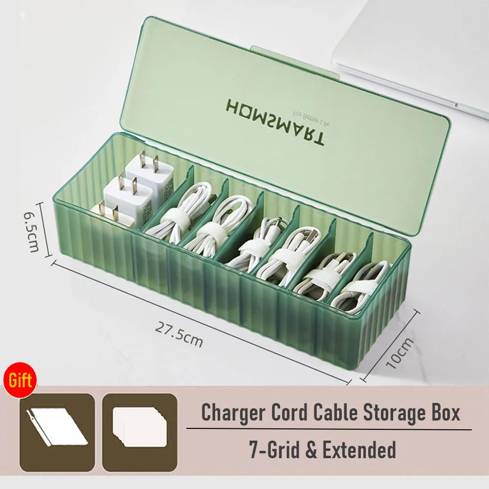 Charger Cord Data Cable Storage Box Data Line Storage Desktop Cable Collect Case Dustproof Power Boxes Wire Cable