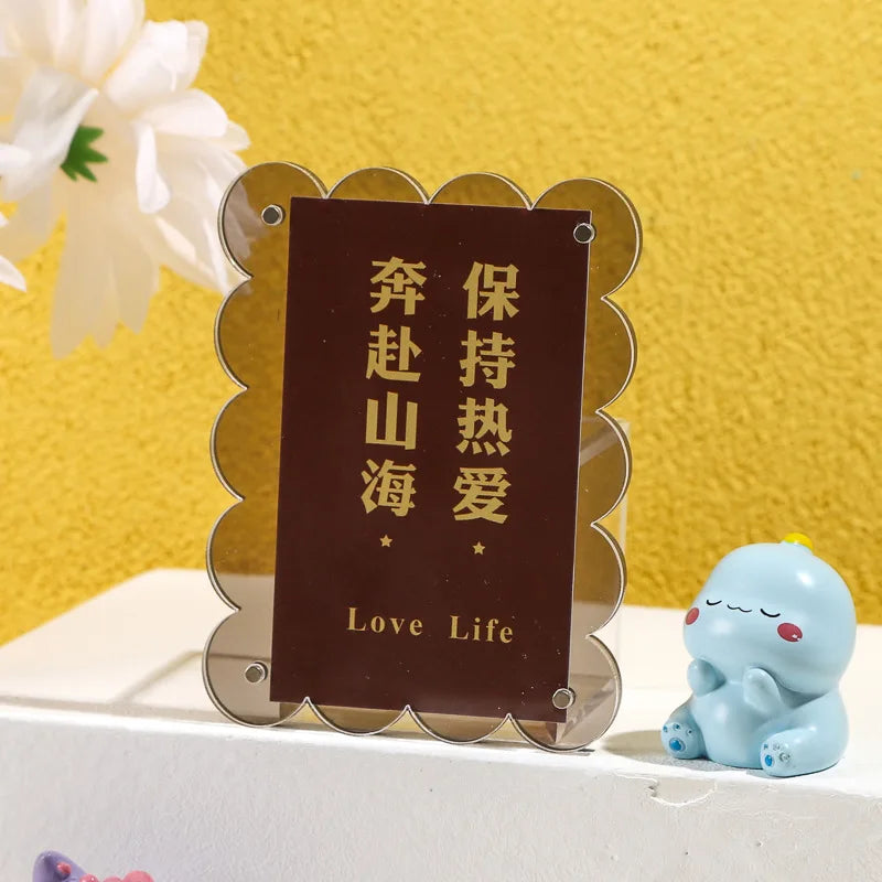 Scalloped Acrylic Picture Frame Neon Magnetic Acrylic Tabletop Desk Frame Decoration Colored Modern Photo Frame