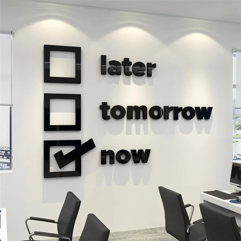 Acrylic 3D Stereo Office Wall Decor Stickers Meeting Room Background Wall Stickers School Classroom Letter Wall