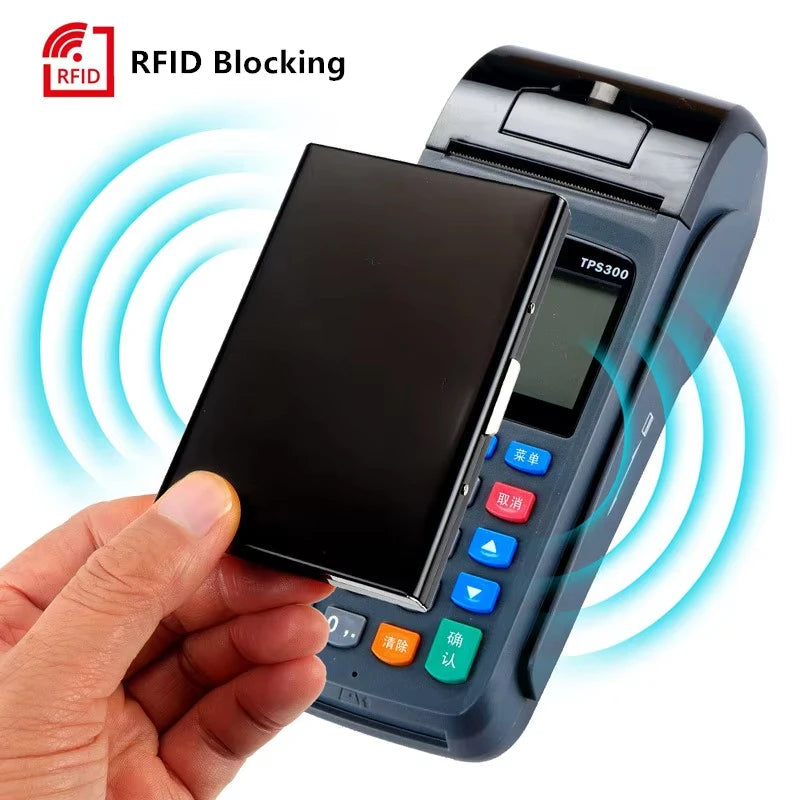 1pc Card Holder Men RFID Blocking Aluminum Metal Slim Wallet Money Bag Anti-scan Credit Card Holder Thin Case Small