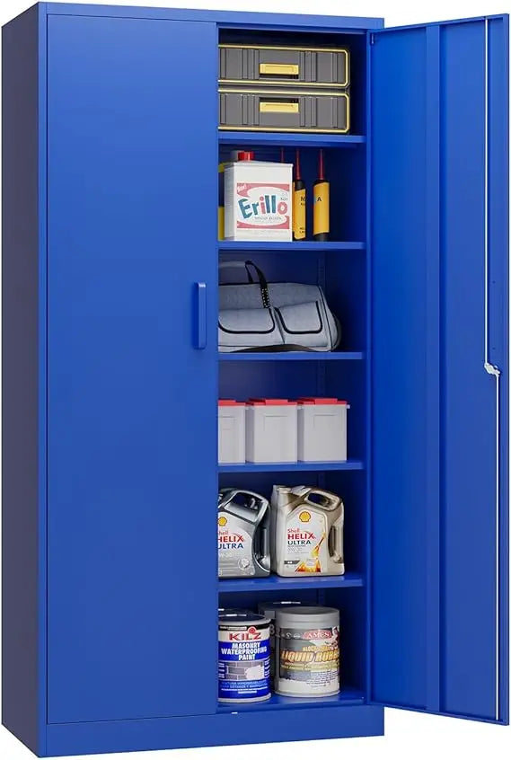 Metal Storage File Cabinet with 4 Doors Steel Storage Cabinet with Locking Doors and 5 Shelves for Home Office Hospital