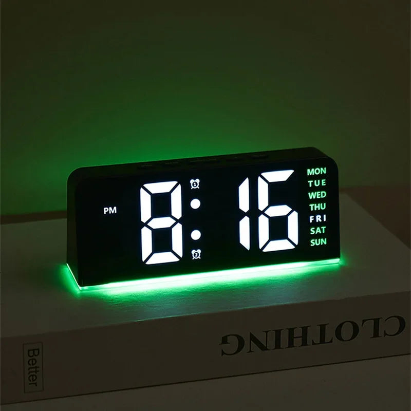 7’’ LED Digital Alarm Clock Table Clock Three-Level Adjustable Brightness Dimmer/Dual Alarm/Temp/Date/Night Light