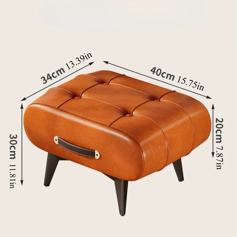 Foldable Foot Stool Extra Thick PU Leather & High-Density Foam Portable Ottoman for Living Room/Bedroom/Office Non-Slip