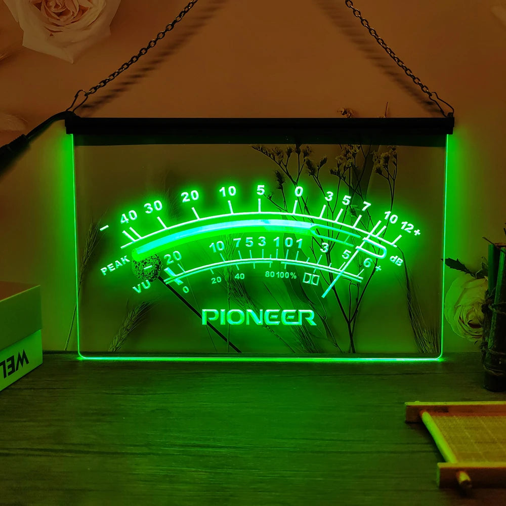 Pioneer Peak VU dB LED Neon Sign-3D Carving Wall Art for Home,Room,Bedroom,Office,Farmhouse Decor - Green / AU-30x20cm