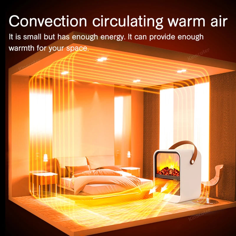 Simulated Fireplace Electric Heater 1000W Space Heater Portable PTC Fast Heating Ceramic Home Office Indoor Overheat