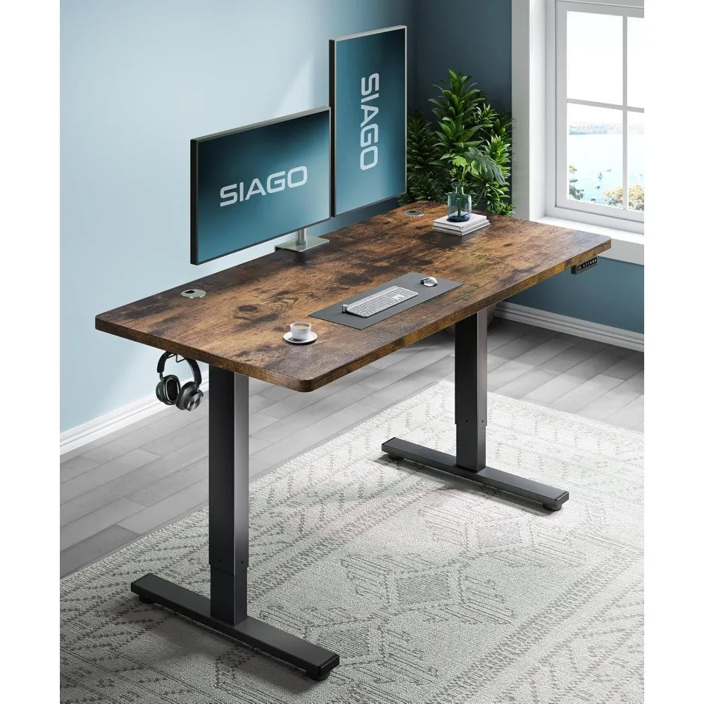 Electric Standing Desk Adjustable - 63 x 24 Inch Sit Stand up Desk with Cable Management - 3 Memory Preset Adjustable