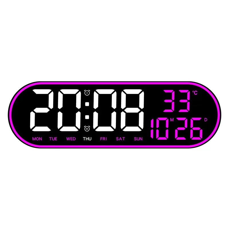 LED Digital Wall Clock Remote Control Electronic Mute Clock with Temperature Date Week Display 15-inch Timing Function