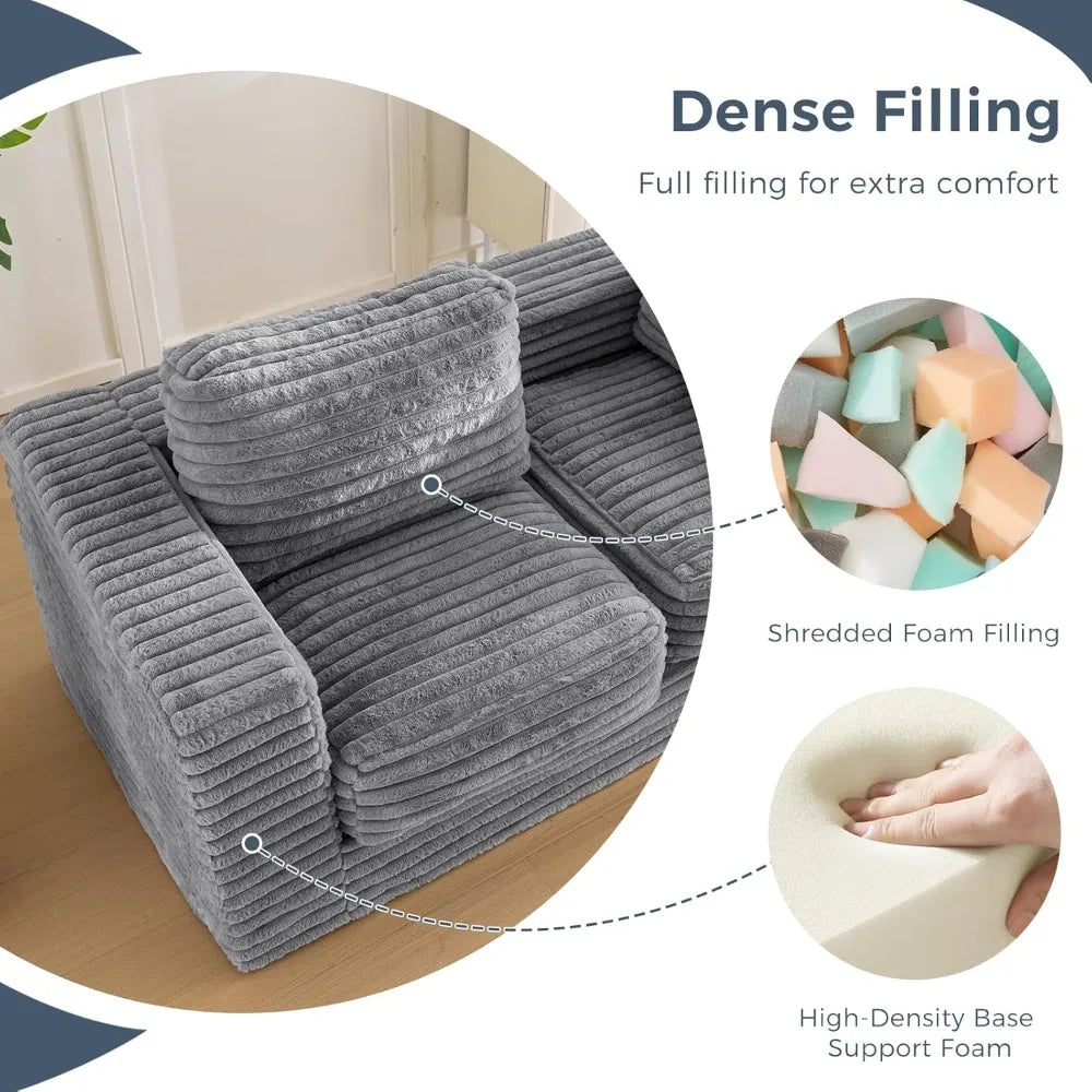 Bean Bag Chair Upholstered Loveseat Floor Sofa with Pillows and Armrests Bean Bag Sofa Plush Chair Boneless Sofa