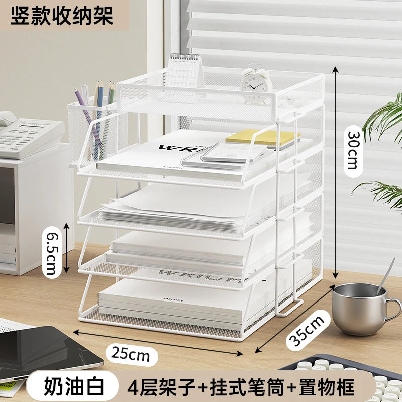 Office File Box Desktop A4 Document Organizer Stackable Laminated Papers Rack All-purpose Bathroom Storage Tray