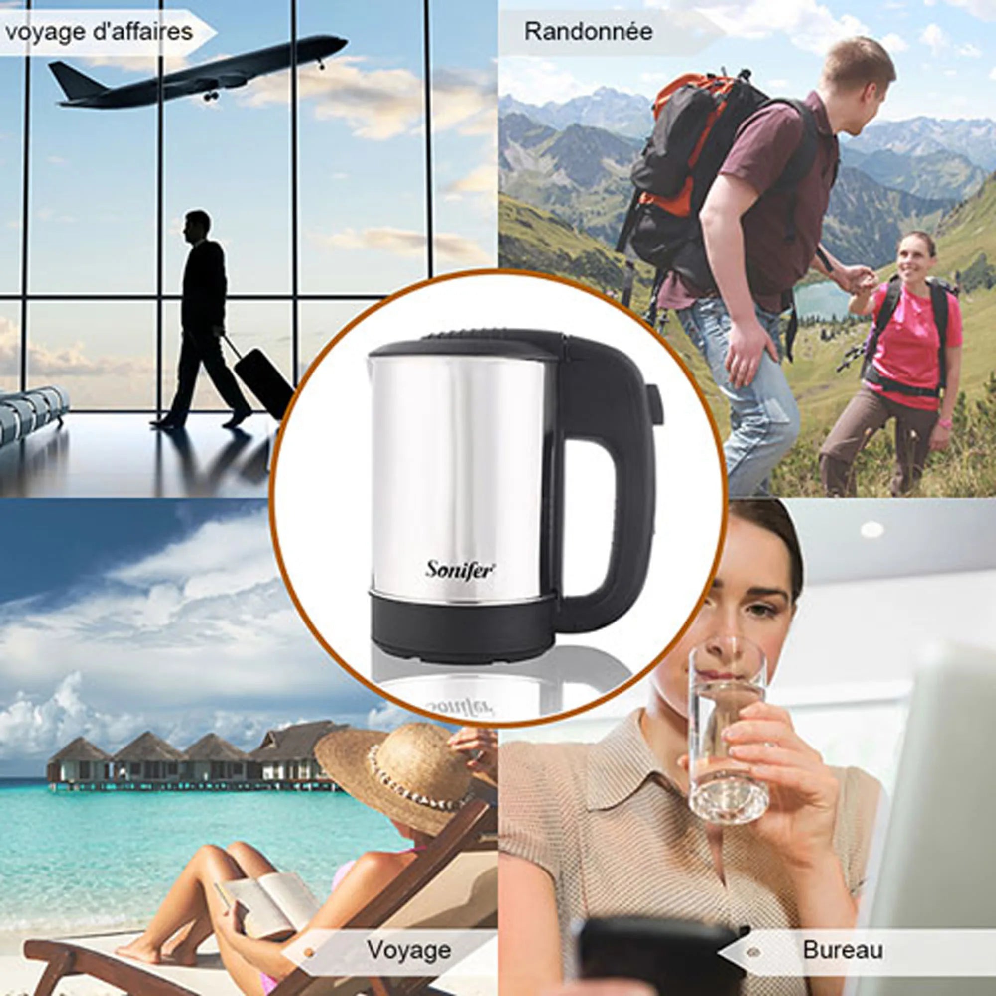 0.5L Mini Electric Kettle Tea Coffee Stainless Steel 600W Portable Travel Water Boiler Pot For Hotel Family Trip