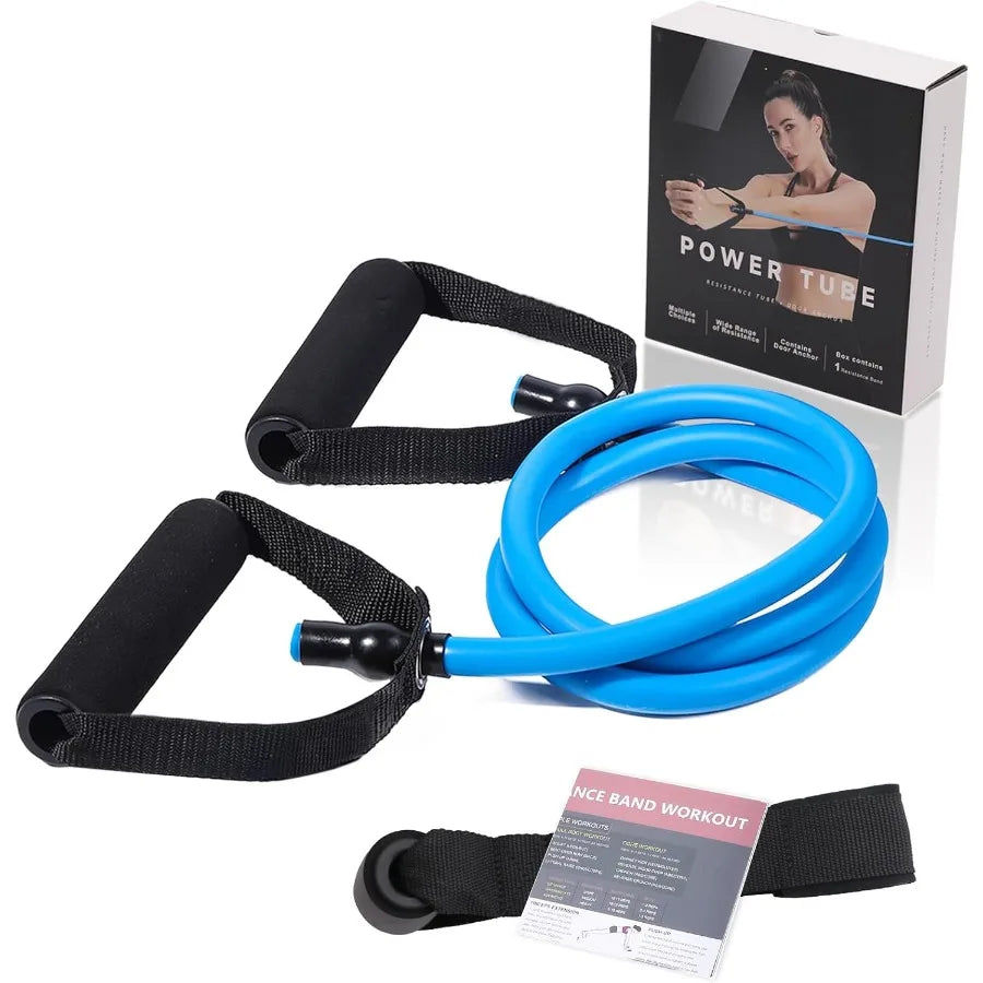 Resistance Bands with Handles for Working Out Exercise Bands with Door Anchor Simple Guide Included Heavy-blue-40 lbs