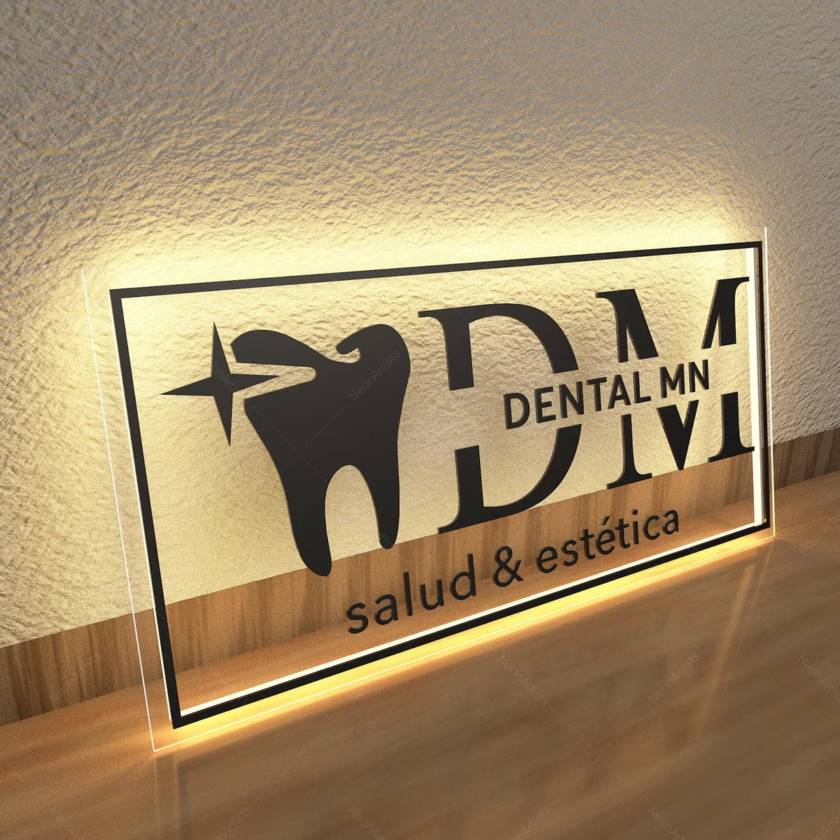 Custom Business Logo LED Sign Backlit Acrylic 3D Rectangle Wall Decor for Beauty Salon Office Company Logo Lighting