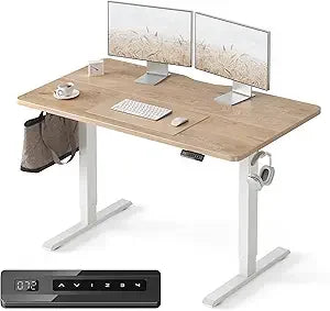 Standing Desk 48 × 24 Inches Electric Height Adjustable Sit and Stand Up Computer Office Desk with Splice Board White