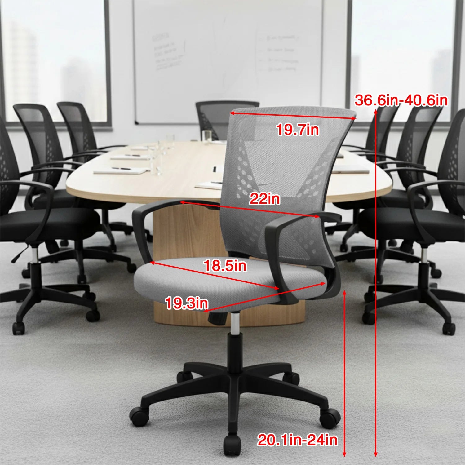 Office Chair Mesh Chair Ergonomic Computer Desk Chair Mid Back Swivel Lumbar Support with Armrest - Grey / United States